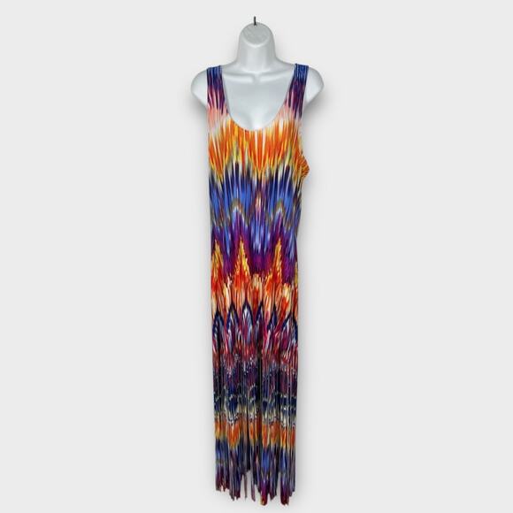 Venus Tank Bodycon Stretchy Multicolor Fringed Boho Midi/maxi Dress Size 12 M/L - Picture 2 of 8